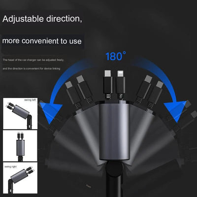 4-in-1 120W Retractable Car Charger