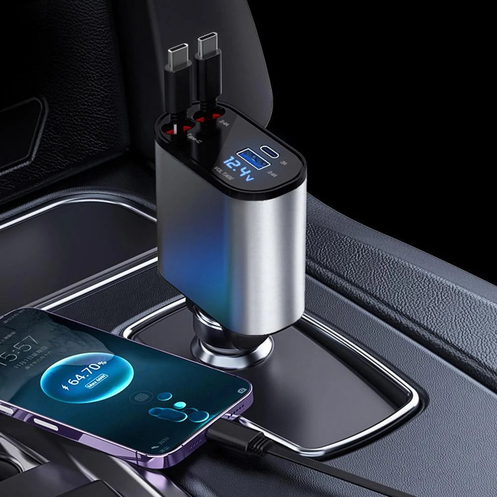 4-in-1 120W Retractable Car Charger